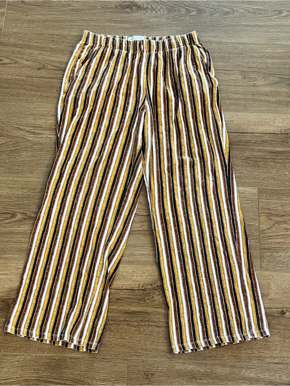 Urban Outfitters Striped Chino Pants - Mustard, Brown & White